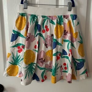 EUC Tea Collection White Cotton Skort with Tropical Print Sz 16